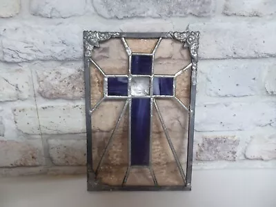 Buy Stained Glass Window Panel Art Deco Cross Design Old Leaded Damaged 6.5  X 9  • 49.99£
