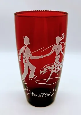 Buy Vintage 1950 Anchor Hocking Ruby Red Square Dancing Do Si Do Glass • 5.76£