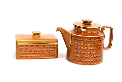 Buy 2x Vtg HORNSEA Pottery Saffron Design Ceramic Lidded BUTTER DISH & TEAPOT -S23 • 26£