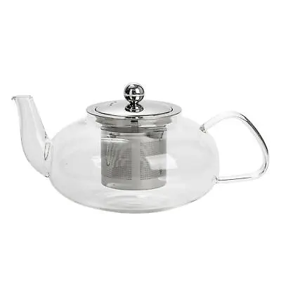 Buy Clear Glass Teapot With Infuser For Loose Leaf Tea - 800ml - Oval Vintage Pot • 13£