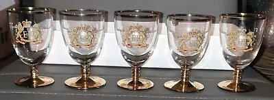 Buy Rare, Vintage Set Of 5 Coronation Commemorative Stemmed Glasses BoxedVGC • 35£