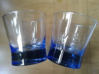 Buy 2 Blue Glass Heavy Tumblers/Glasses, Denim Blue, 10x9.5 Cm Water/Whiskey/Juice • 17.65£
