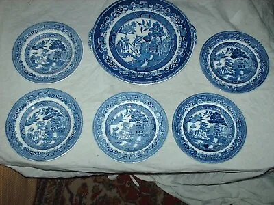 Buy Vintage Adderley Ware Willow Cake Plate & 5 Cake Plates 1930 S 24 Cm Wide & 17 C • 28£