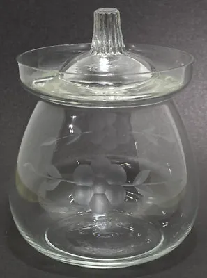 Buy Vintage Clear Glass Flower Etched Sugar Bowl & Slotted Lid 4  • 13.50£