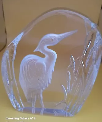 Buy Wedgwood Heron Hand Glass Carved Lead Crystal Paperweight Etched Makers Mark 5” • 12.99£