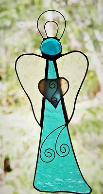 Buy Turquoise ANGEL Of NEW BEGINNINGS Authentic Australian Stained Glass SUNCATCHER • 37.46£