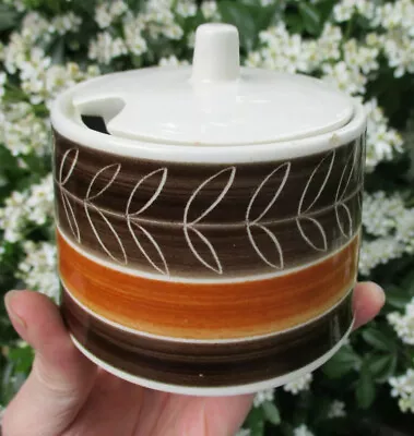 Buy Vintage Handpainted Abstract Leaf Pattern Jersey Pottery Lidded Preserves Pot • 12£