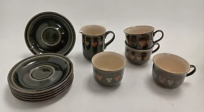 Buy Denby Fine Stoneware - Oberon Green/Orange Tea Set - Cups & Saucers, Creamer Etc • 6.99£