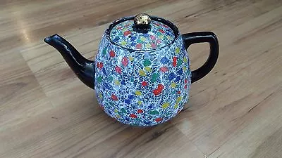 Buy Vintage Arthur Wood Hand-Painted 2pt Teapot Black White Multi-Coloured Spot • 12.99£