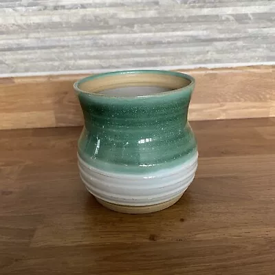 Buy CARRON STUDIO Scotland Studio Pottery Pot Vase Green White 9cm • 9.99£