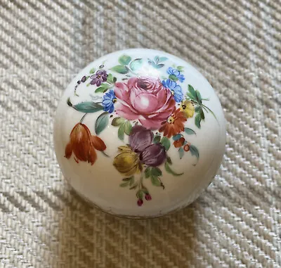 Buy Vintage Floral Dresden Porcelain China Dome Trinket Box • 9.50£