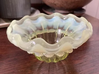 Buy Antique Uranium Vaseline Fluted Glass Dish/ Bowl • 39.99£
