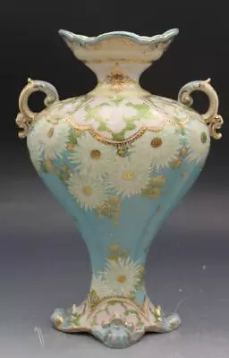 Buy Antique Noritake Porcelain Vase Chrysanemum Flowers W/ Gold & Enameling • 76.31£