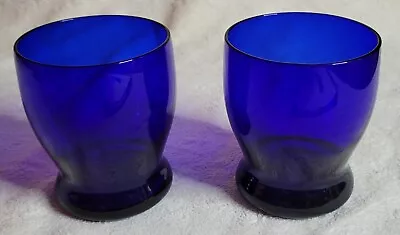 Buy 2 X Vintage Cobalt Blue Glass Tumbler/Whisky Glass.H-10cm,D-8cm • 17.99£