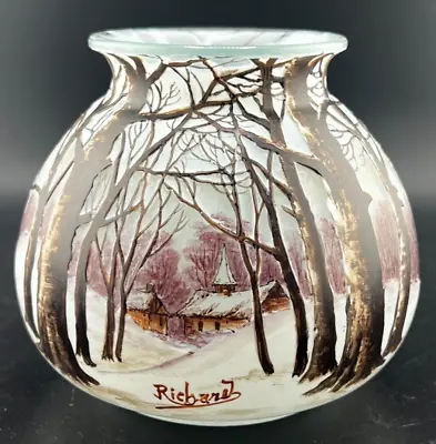 Buy Richard Loetz Cameo Glass Winter Scene Small Vase • 1,345.06£