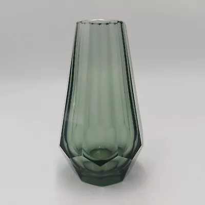 Buy Moser Art Deco Cut Glass Faceted Czech Bohemian Smoke Gray Vase • 136.38£
