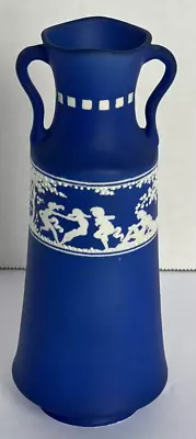 Buy John Tams Ware Crown Pottery Blue Sylvan Jasper Deco Double Handled Nymph Vase • 77.46£