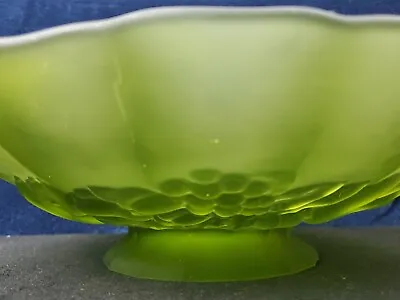Buy RARE VINTAGE Indiana Glass Style Green Satin Frosted Glass Round Fruit Bowl MCM • 23.58£