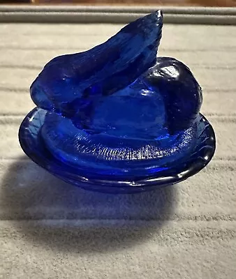 Buy Vintage Cobalt Blue Glass Mini Nesting Bunny Lidded Dish • 23.72£