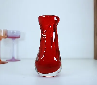 Buy Whitefriars 9856 Ruby Red Vase 6.5  - Vintage British Art Glass • 35£