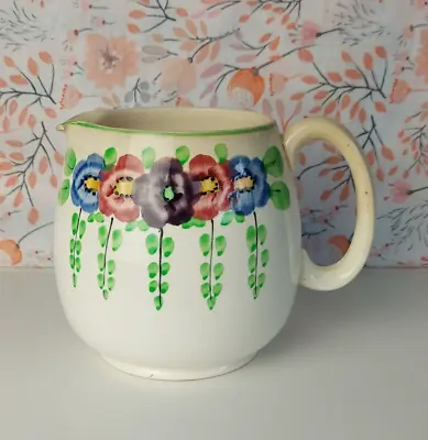Buy Vintage Art Deco Brentleigh Ware Hand-painted Floral Jug Pitcher Vase • 10£