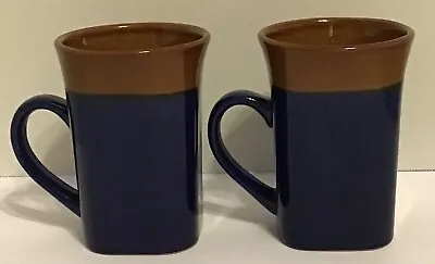 Buy Set Of 2 Royal Norfolk Blue Brown Stoneware Coffee Mugs Cups 14oz • 19.23£
