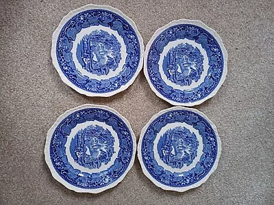 Buy Vintage Set Of 4 Plates  Blue & White Dinner Decorative Collectible, Mason's  • 48£