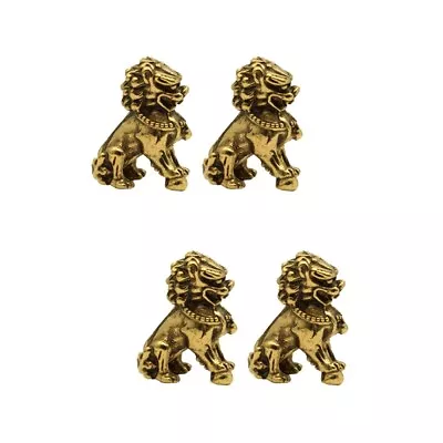 Buy 4 Pcs Fu Dogs Fingure Fairy House Ornaments Chinese Brass Figurines • 7.31£