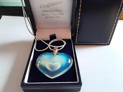 Buy Lalique Opalescent Large Heart  Silver Chain Silk/ Cord Heart Within A Heart • 195£