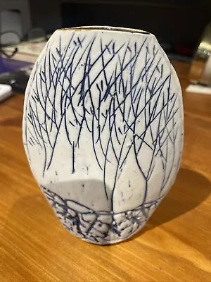 Buy Vintage Tenmoku Pottery Vase With Impressed Trees - Malaysian • 6.50£