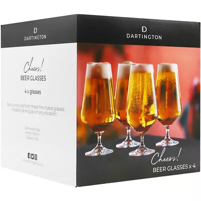 Buy Dartington Cheers! Beer Glasses Pack Of 4 Dishwasher Safe Crystal 550ml • 23.99£