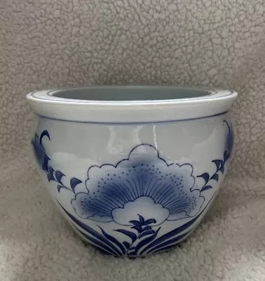 Buy Vintage Large Oriental Porcelain Blue And White PeonyDesign Planter • 55£