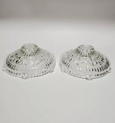 Buy Vintage Anchor Hocking Pressed Glass Taper Candle Holders Pair, Stars & Bars • 4.72£