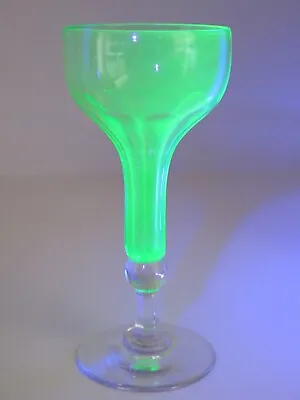 Buy Antique Green Glass And Clear Glass Hollow Stem Champagne Glass • 45£