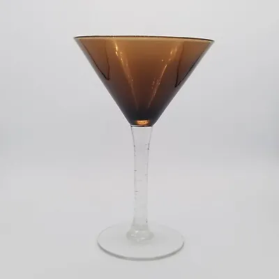 Buy Pier 1 Smoke Brown Martini Cocktail Glass Clear Crackle Stem Handblown  • 7.81£