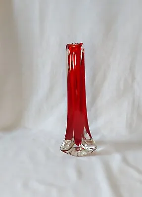Buy Vintage Whitefriars Tricorn  Red Glass Bud Vase Handblown  • 14£