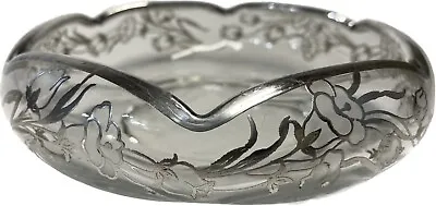 Buy Vintage Glass Rose Bowl 6 Sided Sterling Silver Overlay Art Nouveau Style • 28.41£