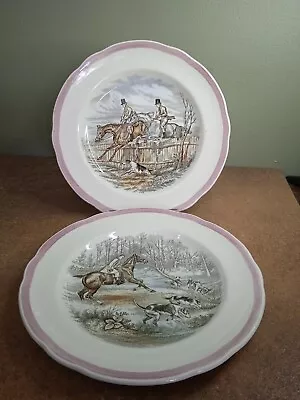 Buy Antique Pair Of Spode Hunting Scenes Plates - By J F Herring, 19.5cm • 6.95£