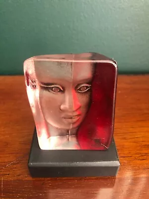 Buy Rare Miniature Mats Jonasson Glass Mazzi Masqot Face Red With Stand #88157 • 99£