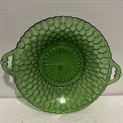 Buy Vintage Indiana Glass Avacodo Green Honeycomb Bowl Handled Dish 7.5  As Is • 11.52£