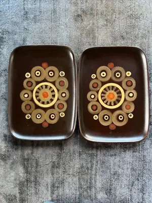 Buy Pair Of Large Vintage Denby Pottery Oblong Serving Plate In Arabesque Pattern • 50£