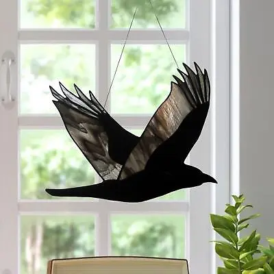 Buy Raven Glass Window Hangings Acrylic Halloween Ornament Wall Art Decor Gothic For • 11.92£