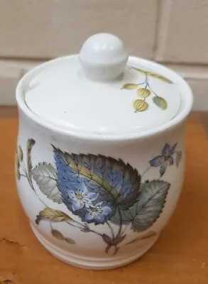 Buy Sylvac Ware Ceramic Pot Jar & Lid Vintage Blue Leaf • 10£