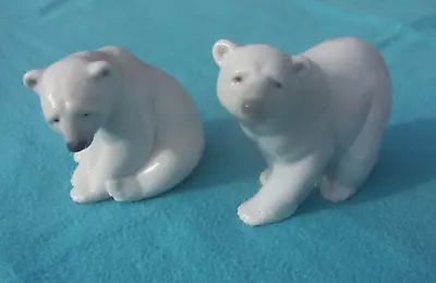 Buy 2 Different Lladro Porcelain Polar Bear Figures Ornaments Sitting & Standing Vgc • 24.99£
