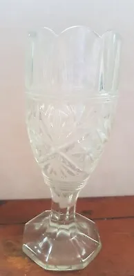 Buy Vintage Vase Clear Cut Glass Round Heavy Goblet 9  • 5£