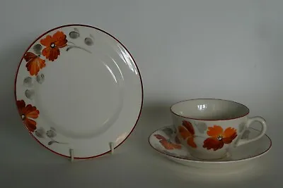 Buy Grays Pottery - Free Hand Painted Abstract Floral - Tea Cup, Saucer & Plate Trio • 9.95£