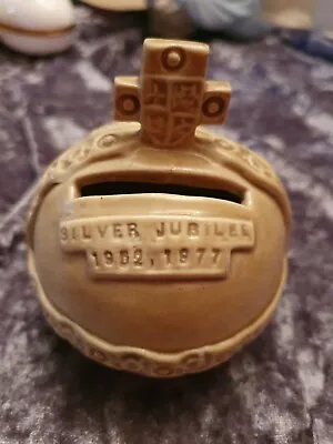 Buy 1977 Vintage Pottery Silver Jubilee Orb No-exit Money-box Marked Shaftesbury • 10£