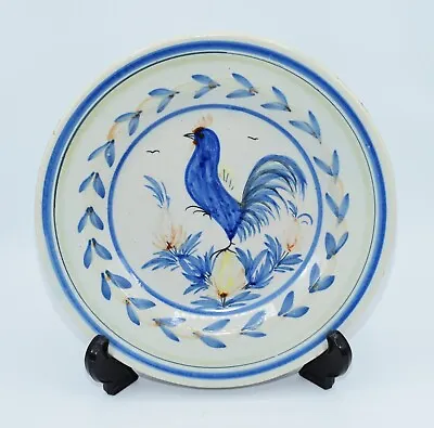 Buy A Superb Antique Hb Quimper Folk Art Plate With A Traditional Blue Cockerel • 65£