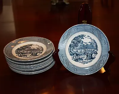 Buy Currier And Ives Vintage Dinnerware Set 9 Bread & Butter Plates Harvest Scene • 26.45£