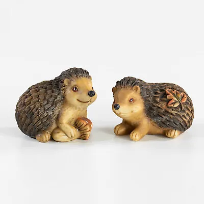Buy Set Of 2 Small Hedgehog Figurine Ornaments Ceramic Garden Outdoor Statue Figures • 9£